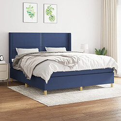 Maison Chic Structures de lit + matelas,Lit à sommier tapissier avec matelas Bleu 160x200 cm Tissu -MN76500