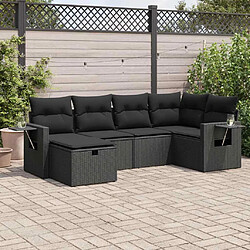 vidaXL Salon de jardin 6 pcs avec coussins noir résine tressée