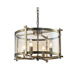 Luminaire Center Suspension Nolan Laiton antique 4 ampoules 48cm