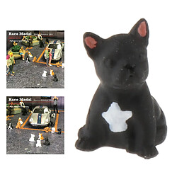 Avis 1/64 échelle Diorama Garage Pet Dog Bulldog Miniature Modèle Assis Noir