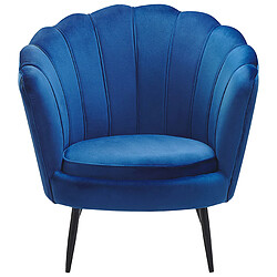 Acheter Beliani Fauteuil LOVIKKA Velours Bleu marine