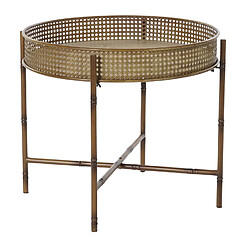 Pegane Table d'appoint ronde en métal coloris naturel - diamètre 59 x hauteur 50 cm