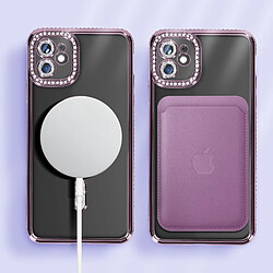 Avizar Coque Diamant pour iPhone 11 Protection MagSafe Contour Strass Violet pas cher