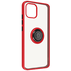 Avizar Coque Samsung Galaxy A03 Bi-matière Bague Métallique Support Vidéo Rouge