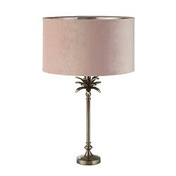 Searchlight Lampe de Table Nickel Antique, Abat-Jour en Velours Rose