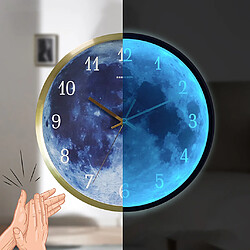 Horloge Murale Lumineuse 12 Pouces Ronde Décorative Horloge De Chambre à Coucher Cadeaux D'or pas cher