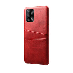 Coque en TPU + PU avec double porte-cartes rouge pour votre Oppo A74 4G/F19