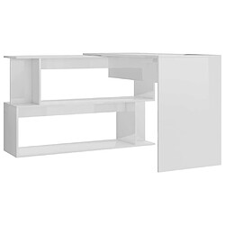 Maison Chic Bureau solide,Table de travail,Bureau d'ordinateur d'angle Blanc brillant 200x50x76 cm Aggloméré -GKD52924 pas cher