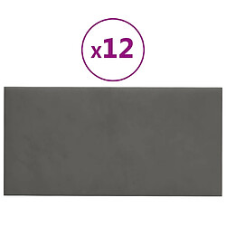 vidaXL Panneaux muraux 12 pcs Gris foncé 60x30 cm Velours 2,16 m²