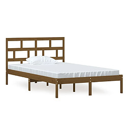 vidaXL Cadre de lit sans matelas marron miel bois massif 120x200 cm