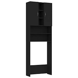 Maison Chic Meuble rangement de salle de bain | Meuble pour machine à laver | Armoire murale de bain Noir 64x25,5x190 cm -GKD21596