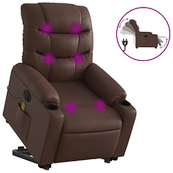 vidaXL Fauteuil inclinable de massage électrique marron similicuir