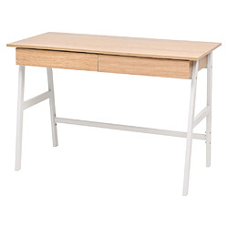 vidaXL Table d'écriture 110x55x75 cm Chêne et blanc