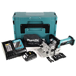 Makita DPJ 180 RY1J 18 V Li-Ion Fraiseuse rainureuse sans fil en Makpac + 1 x 1.5 Ah batterie + chargeur + chargeur de batterie.