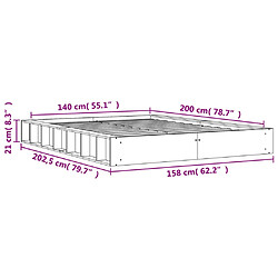 Vidaxl Cadre de lit cire marron 140x200 cm bois de pin massif pas cher