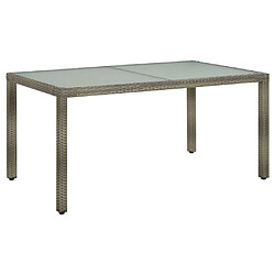 Maison Chic Table de jardin | Table d'extérieur 150x90x75 cm Verre trempé et poly rotin Gris -GKD57890