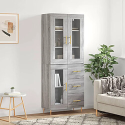 vidaXL Buffet haut Sonoma gris 69,5x34x180 cm Bois d'ingénierie