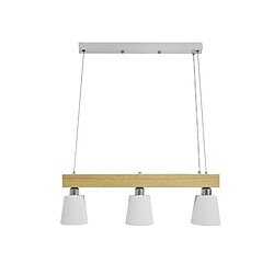 NETTLIFE Suspension Table à Manger Suspension en Bois 3 Ampoules Blanc Chaud Vintage Lampe de Table Suspendue réglable en Hauteur - Blanc - E27 MAX 25W, 70x14x23cm