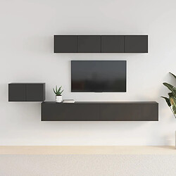 vidaXL Ensemble de meubles TV 5 pcs Noir Bois d'ingénierie