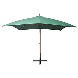 vidaXL Parasol suspendu avec poteau en bois 300x300 cm vert