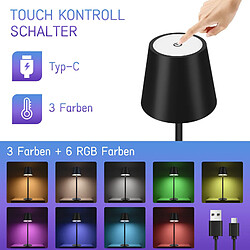 Avis NETTLIFE Lampe de Chevet à Batterie sans Fil, Lot de 2 - LED RGB 2600mhA Lampe de Table d'extérieur Rechargeable Tactile Dimmable Noir USB