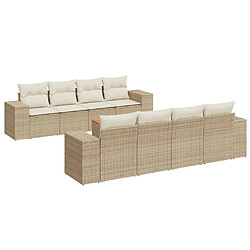 vidaXL Salon de jardin avec coussins 9 pcs beige résine tressée