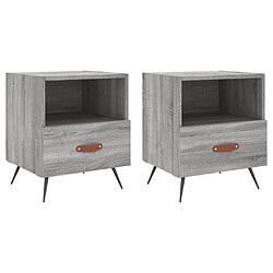 Maison Chic Lot de 2 Tables de chevet - Tables de Nuit sonoma gris 40x35x47,5 cm