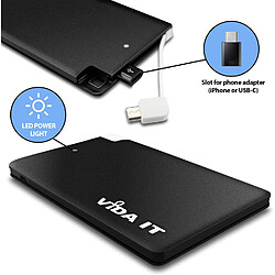 Acheter SANAG Vcard 2500Mah Power Bank Usb Batterie Externe Mince Chargeur Portable De Voyage Avec Câble Intégré & Adaptateurs Compatible Pour Android Usb-C Ultra Fine Taille De Poche (Noir)