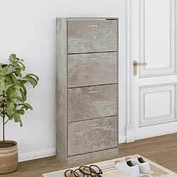 Maison Chic Armoire à Chaussures Gris béton,Meuble de Rangement à Chaussures 63x24x147 cm Bois d'ingénierie -MN93381