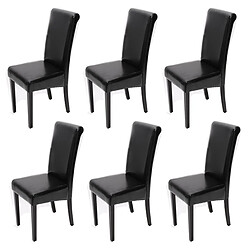 Mendler Lot de 6 chaises de séjour Novara II, cuir ~ noir/pieds foncés