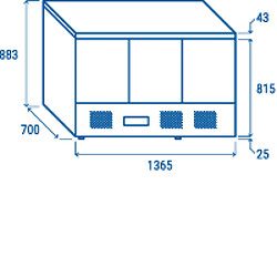COOLHEAD Saladette Réfrigérée Couvercle Inox 365 Litres - 3 Portes GN 1/1- Cool Head