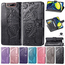 Acheter Wewoo Housse Coque Étui en cuir à rabat horizontal Butterfly Love Flowers gaufrage pour Galaxy A80 / A90avec porte-cartes et porte-cartesainsi que portefeuille et lanière violet clair