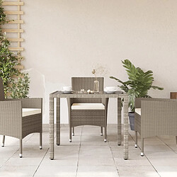 Avis Maison Chic Table de jardin | Table d'extérieur avec dessus en verre gris clair résine tressée -GKD59698