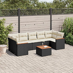 Maison Chic Salon de jardin 8 pcs avec coussins | Ensemble de Table et chaises | Mobilier d'Extérieur noir résine tressée -GKD50944