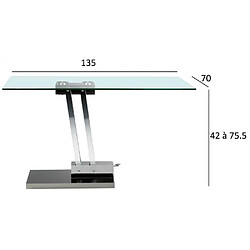 Avis Inside 75 Table basse relevable BRAVO en verre transparent structure chromée