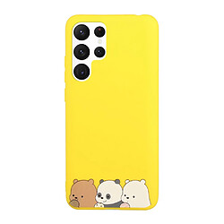 Coque en silicone avec lanière jaune pour votre Samsung Galaxy S22 Ultra 5G