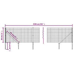 Acheter vidaXL Clôture en treillis métallique et ancrage anthracite 0,8x25 m