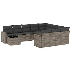 Maison Chic Salon de jardin 11 pcs avec coussins | Ensemble de Table et chaises | Mobilier d'Extérieur gris résine tressée -GKD95980