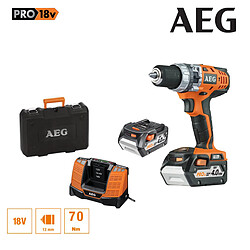 Perceuse à percussion compacte AEG 18V Li-ion - 2 batteries 4.0Ah - 1 chargeur 80min - BSB 18C Li-402C