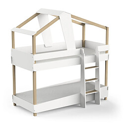 Dansmamaison Lit superposé cabane 90x200 Bois/Beige - LUA pas cher