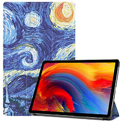 Etui en PU Impression de motifs avec support tri-pliure peinture à l'huile pour votre Lenovo Pad Plus