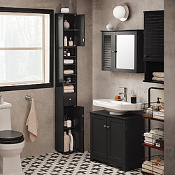 SoBuy BZR34-SCH Meuble de Rangement Salle d Bain Meuble Colonne Armoire de Toilette Meuble WC