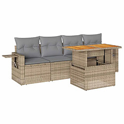 vidaXL Salon de jardin avec coussins 5 pcs beige résine tressée