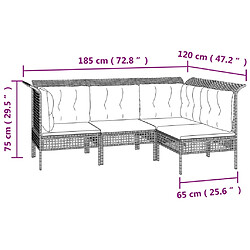 vidaXL Salon de jardin 8 pcs avec coussins Gris Résine tressée pas cher