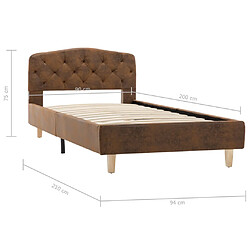 vidaXL Cadre de lit sans matelas marron similicuir daim 90x200 cm pas cher