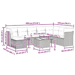 vidaXL Salon de jardin avec coussins 9 pcs marron résine tressée pas cher