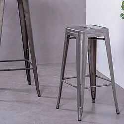 Nest Dream Tabouret industriel empilable en acier métallisé (76cm) - Bistro