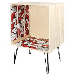 The Home Deco Factory Bout de canapé ethnique en Bois et Métal - L.40xH.60 cm - Rouge