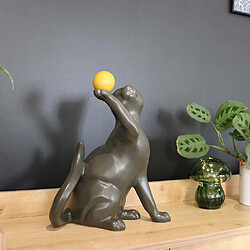 Avis Drimmer Statuette en céramique chat avec balle Shadow gris.