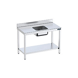 Table de chef Inox avec bac Central et étagère - Gamme 600 - Distform